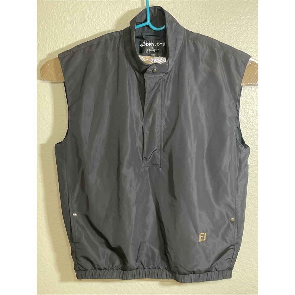 Dryjoys by Footjoy Rain Vest Mens Med Black Golf Windbreaker Half Zip Pullover